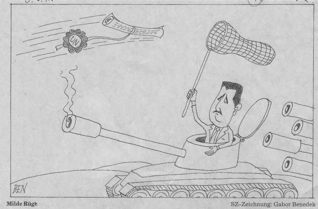 Karikatur Assad in Panzer