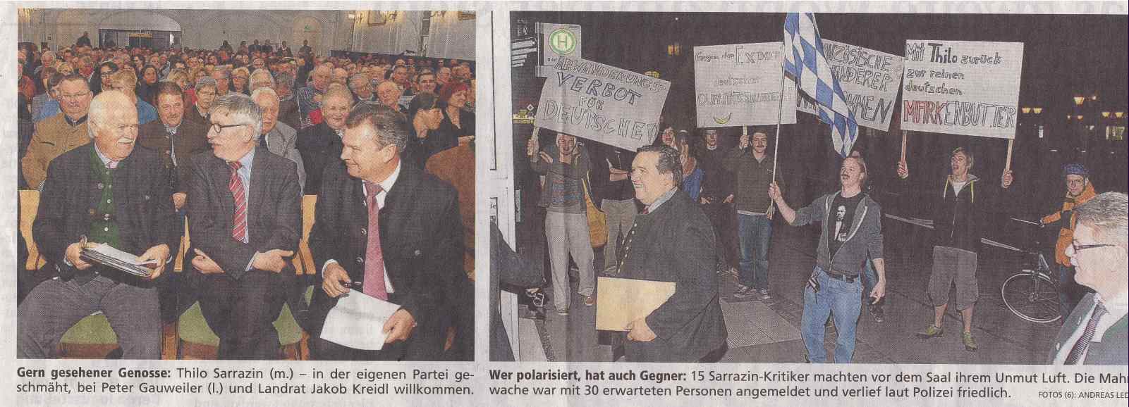 Bilder von Sarrazin-Besuch in Holzkirchen: Ein voller Saal und einige Demonstranten