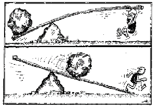 Karikatur von Alois Kuhn, Der moderne Sisyphus